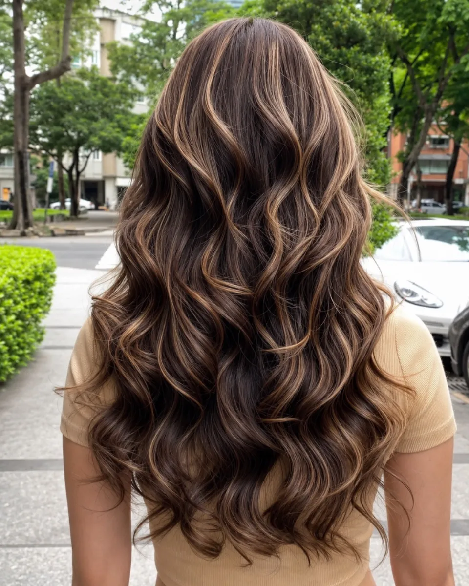 霧棕焦糖挑染大捲 Caramel Balayage Waves