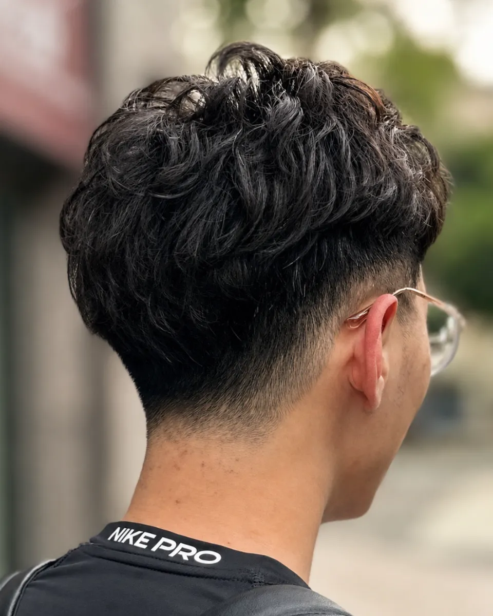 男生燙髮 Textured Curl Taper Fade